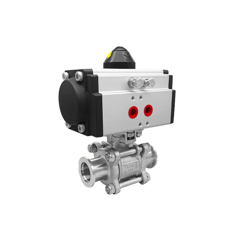 

Sanitary Stainless Steel Three Piece High Platform Ball Valve Tri Clamp Ferrule Type Ball Valve With Double Acting Cylinder
