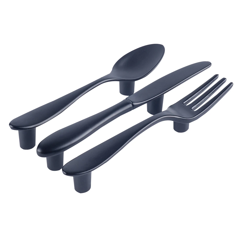 

3pcs Fork Spoon Knife Cabinet Handles Door Knobs Furniture Pulls Home Decor Durable Modern Suitable Cupboard Drawer Hardware