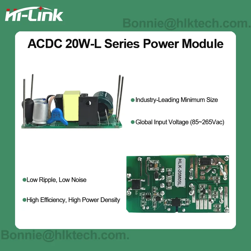 

Hi-Link Original HLK-20M05L/20M12L/20M24L Power Supply 110V-220V AC to 5V 4A 20W PCB Board CE RoHS Approved