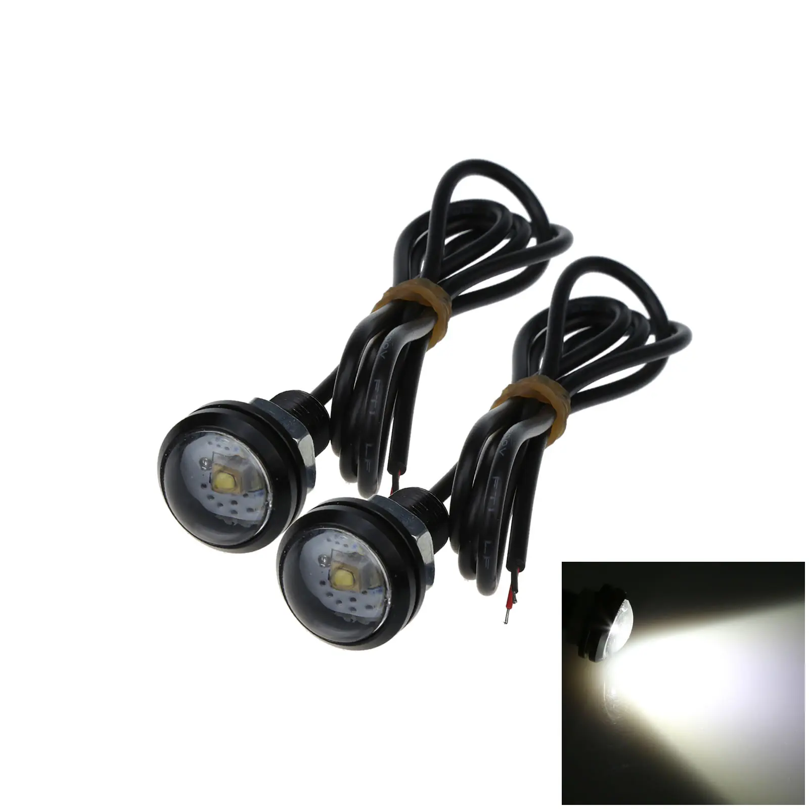 2x weißer Motor Engel Auge Rückspiegel Lampe Nebel Fahr licht 23mm 1 Emitter LED-O505-W geklemmt