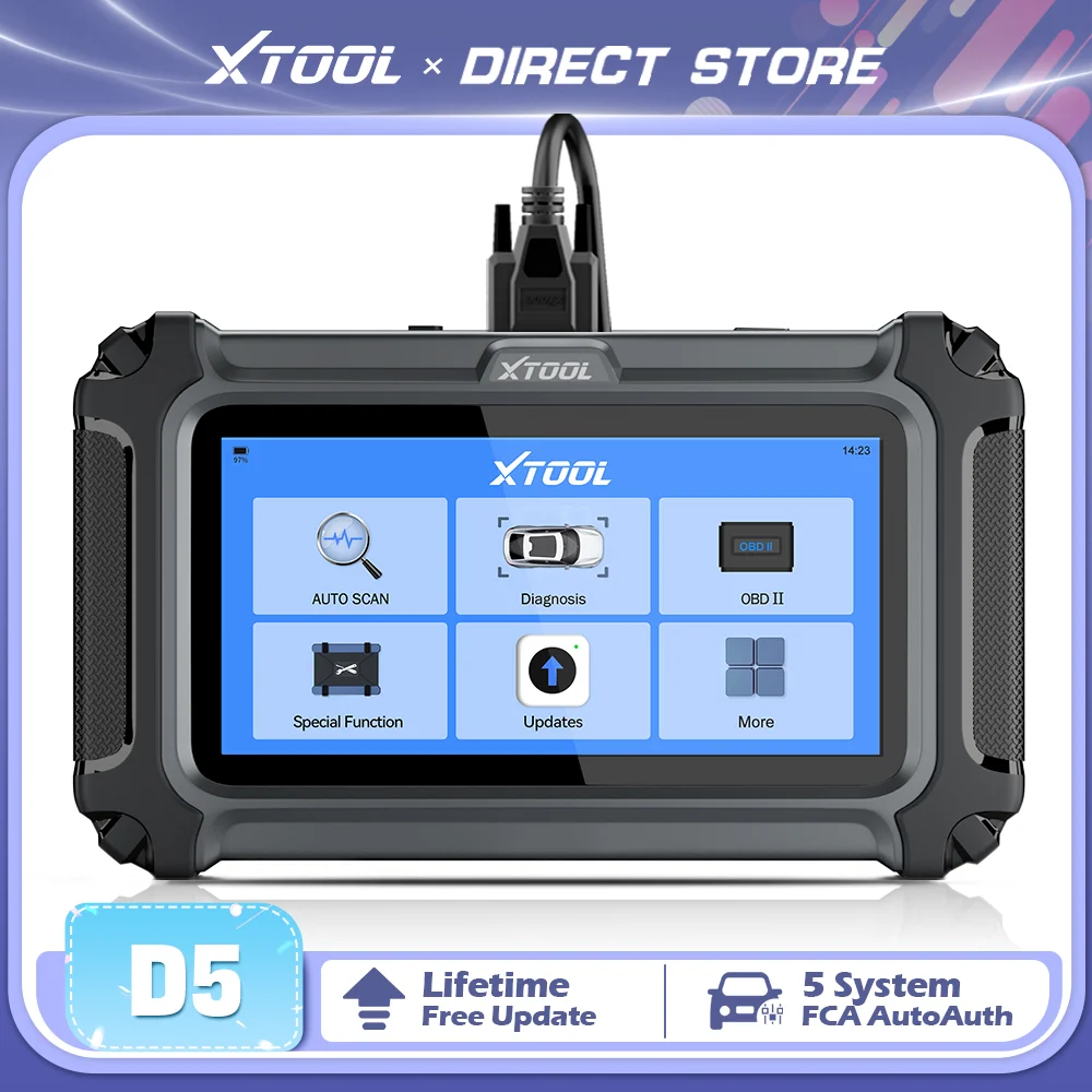 XTOOL D5 New OBD2 Diagnostic Tools Lifetime Free Update FCA Autoauth ECM TCM SRS ABS EPB Automotive Scanner Built-in CAN FD