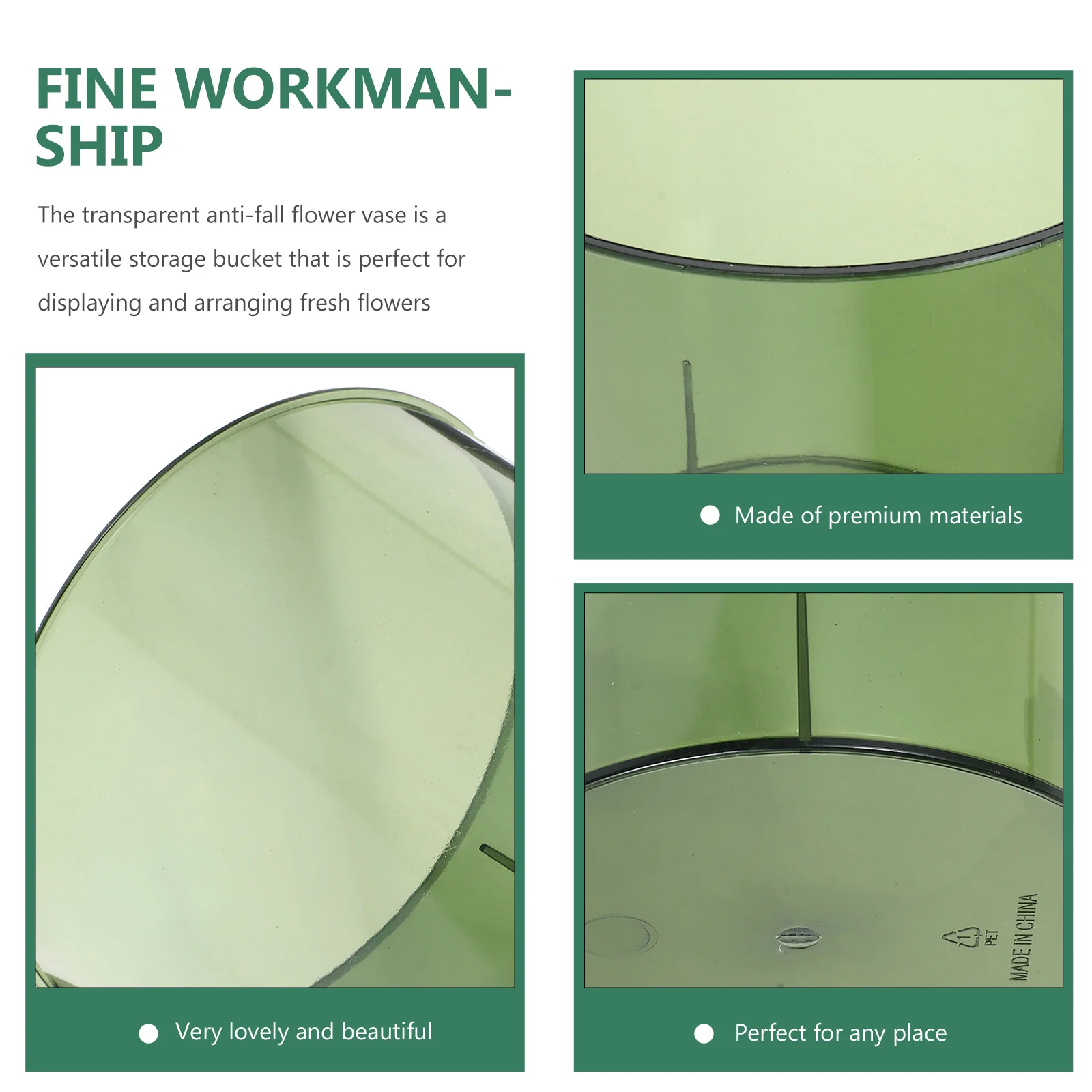 

Transparent Plastic Flower Waking Bucket Round Vase Anti-Fall Floral Arrangement Storage Container Desktop Flower Holder