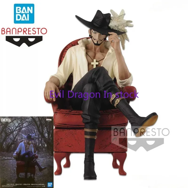 Original Genuine Banpresto One Piece Creator Creator Dracule Mihawk 14cm Anime Figure PVC Model Toy Gift Model Collection