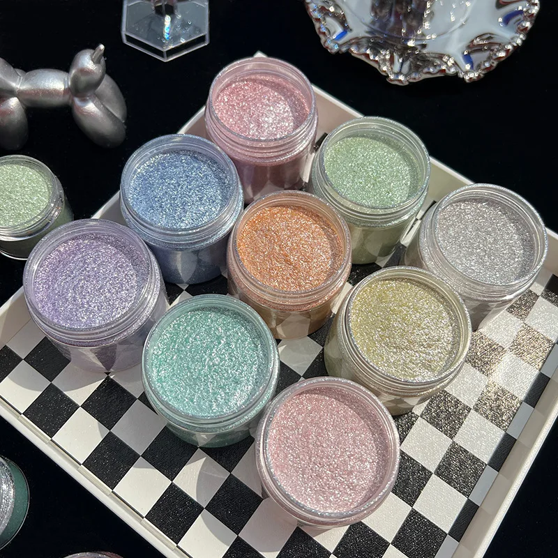 Mermaid Diamond Glitter Mica Powder, Shiny Aurora Pigment for Nail Art, Epoxy Resin Shaker DIY Handmade Craft Supplies