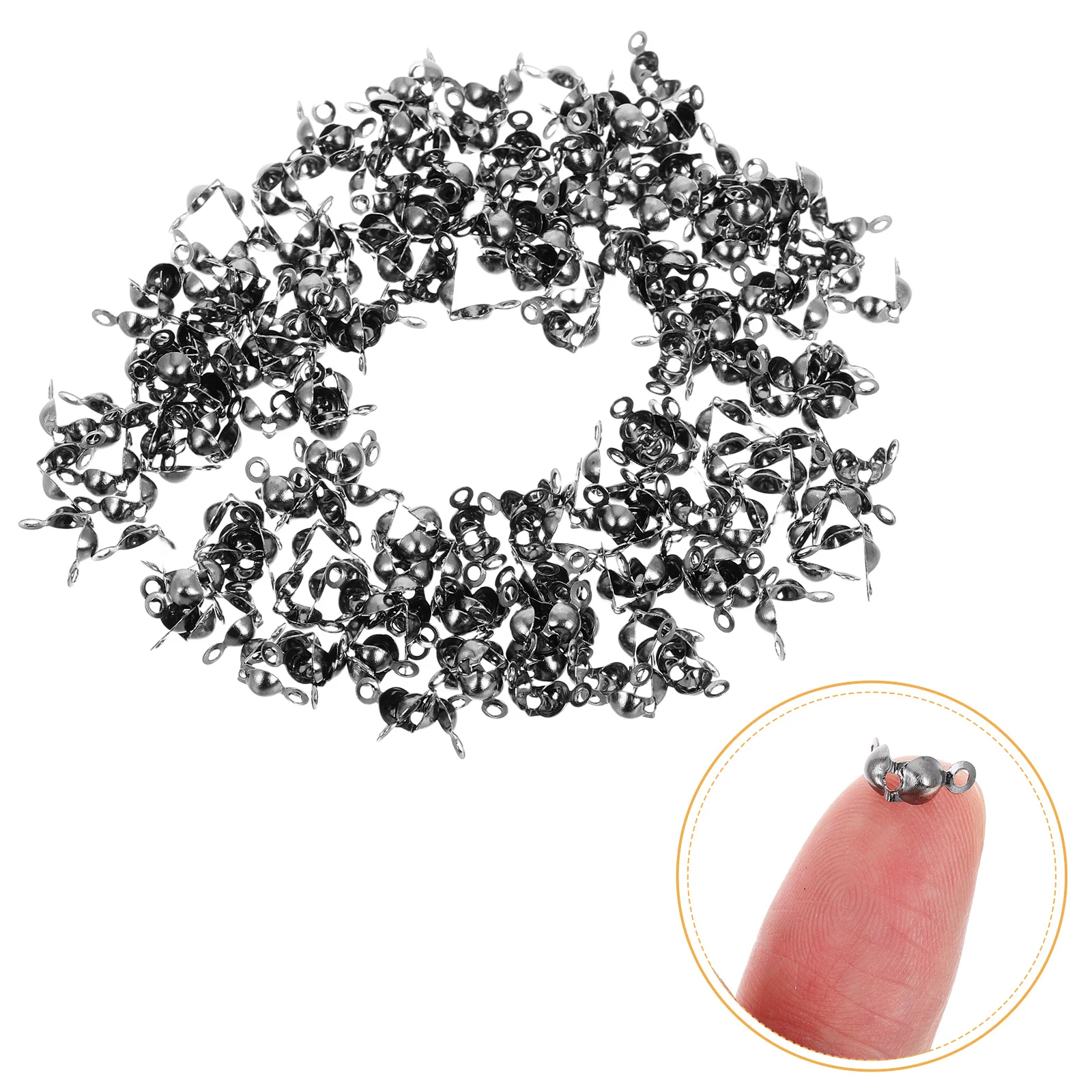 

200Pcs Jewelry Crimp Covers Double Hole Metal Bead Tips Knot Covers DIY Accessories Hook Ring Caps for Jewelry Making Supplies