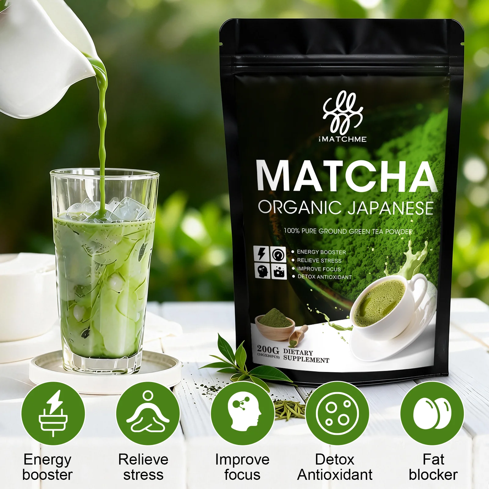 Natural Matcha Weight Loss Supplement For Fat Burning , Shape Body, Gluten-free, Rich in antioxidants & Vitamins