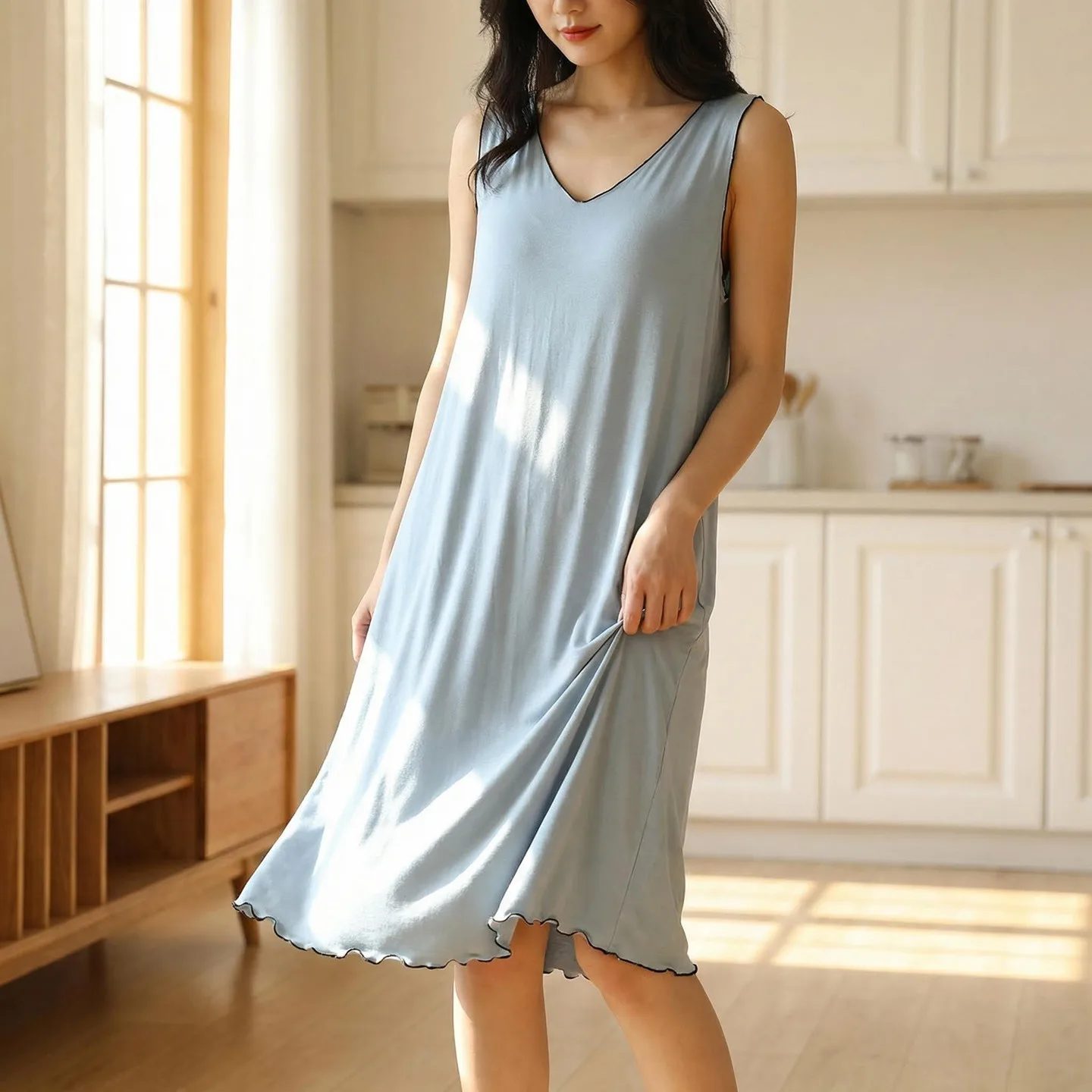 vestido-modal-feminino-de-verao-com-decote-em-v-solto-modelo-fino-estilo-robe-roupa-de-casa-casual-de-comprimento-medio-tamanho-grande