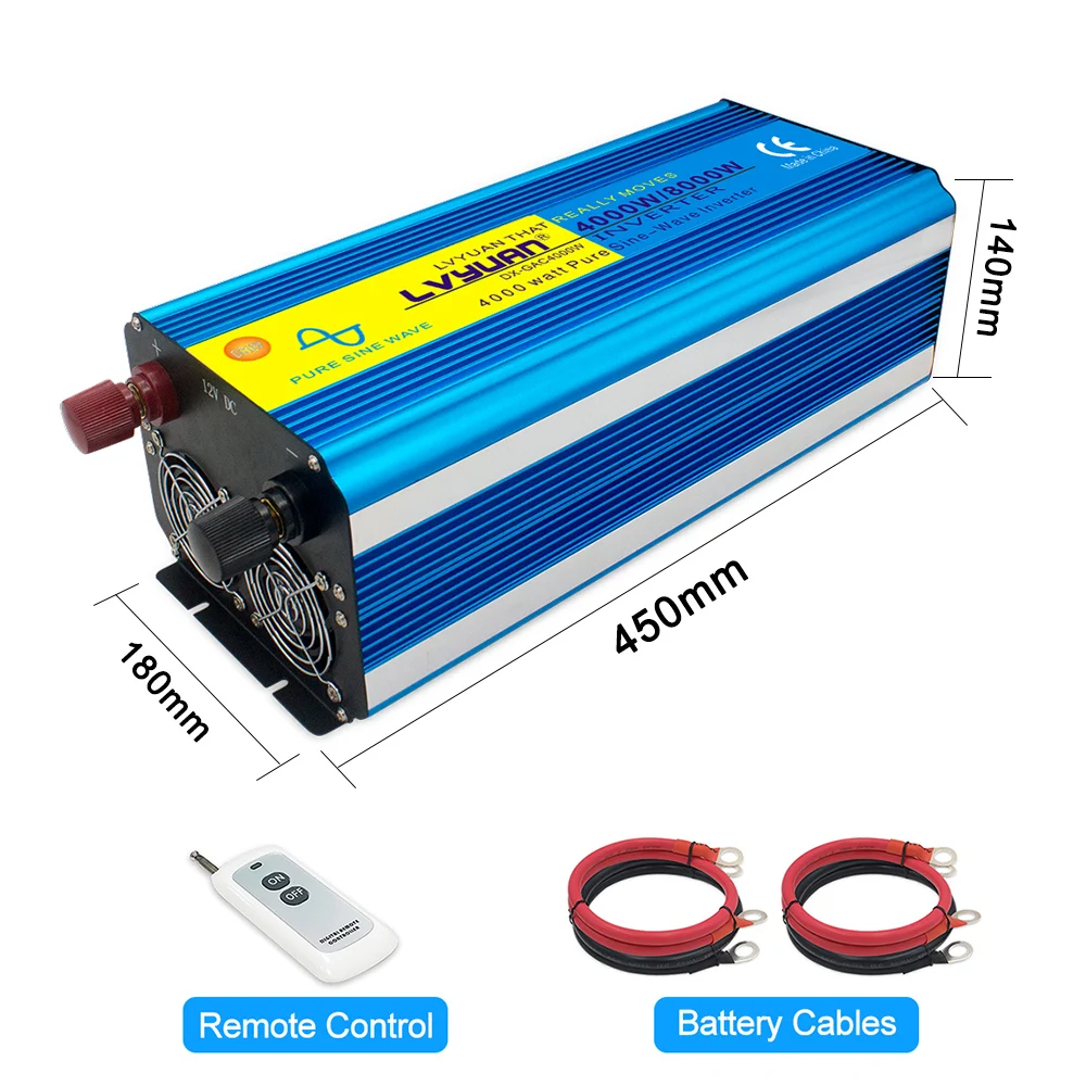 DC12V/24V a AC 220V 110V 127V Inverter a onda sinusoidale pura 4000W/8000W trasformatore di tensione LED EU US presa universale Inversor