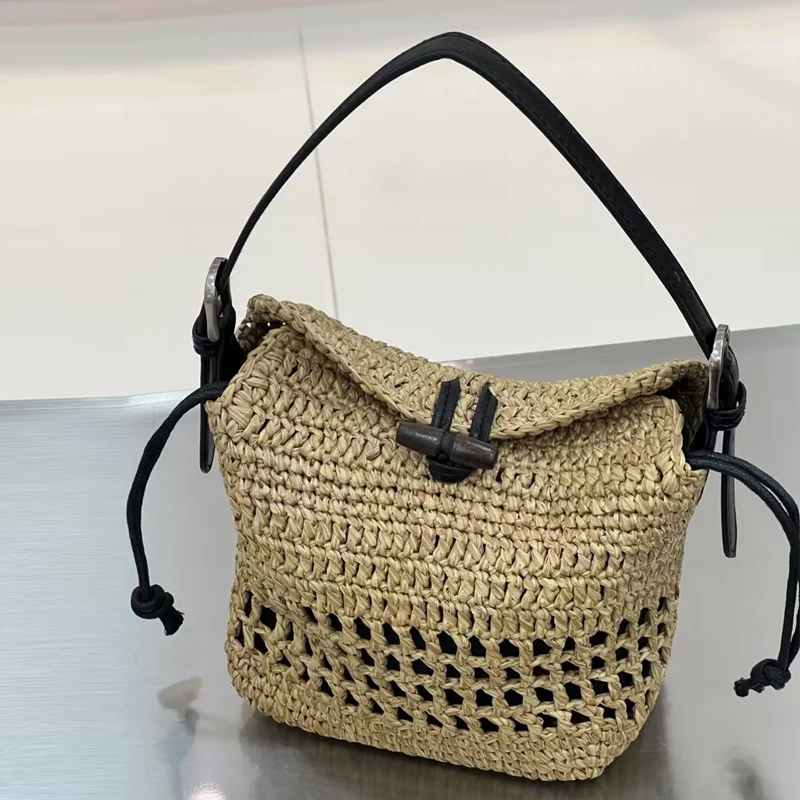 

Bohemian Small Beach Straw Woven Bags For Women Luxury Designer Handbag And Purses 2025 New In Hollow With Inner Pocket Shoulder