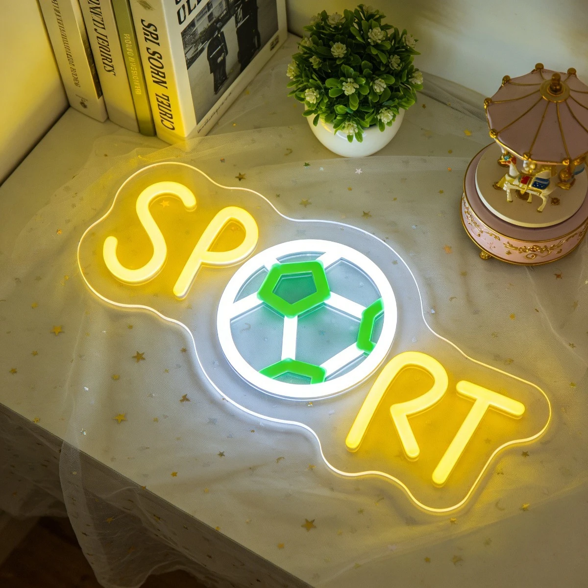 

Неоновая вывеска «Футбол» с дизайном футбольного мяча, светодиодный настенный декор для игровой комнаты, бара, спальни, подарок для болельщиков, символизирующий командную душу.