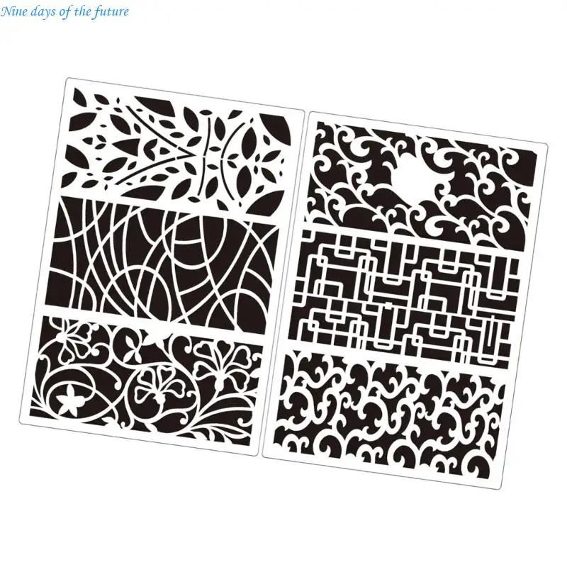 6Pieces Precisions Cut Stencils Set Hollow Out Drawing Templates Suitable For Bulletin Boards And Creative Journals E65A