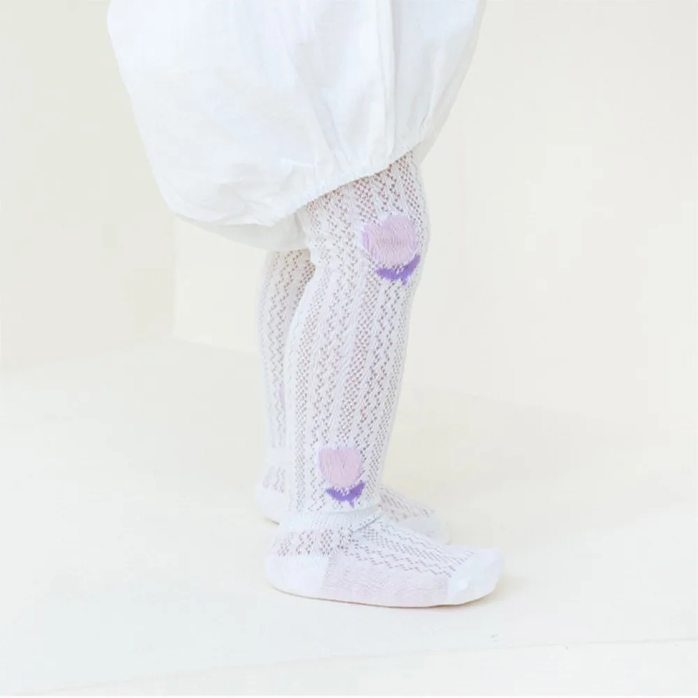 

3 пары летних детских сетчатых носков, милые длинные носки до колена для девочек, устойчивые к комарам, тонкие дышащие детские чулки, обувь для детей 0-3 лет