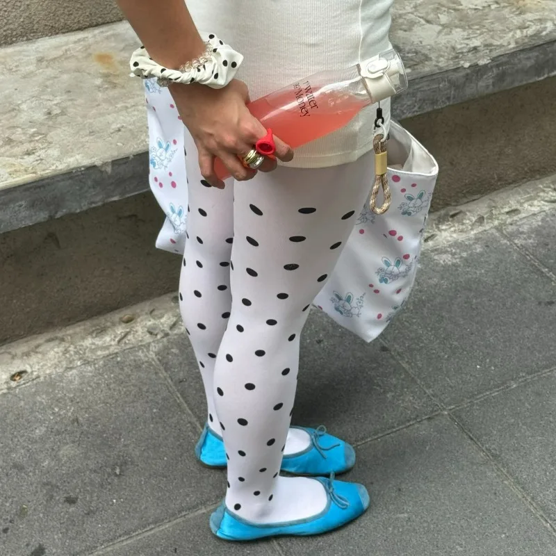 

Sexy Black Polka Dot Patterned Tights Opaque Silky Footed Tights Pantyhose Long Stockings for Women Vintage Sexy Crash Leggings