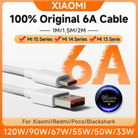 Xiaomi Original 6A Usb Type C Cable 120W 90W 67W Turbo Fast Charger Mi 15 14 13 Pro 12 Ultra Poco X7 Redmi Note A5 Black Shark 5