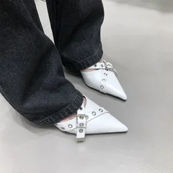 2024 Summer women's new elegant fashion rivet design stiletto Muller shoes women's outdoor leisure banquet women's high heels