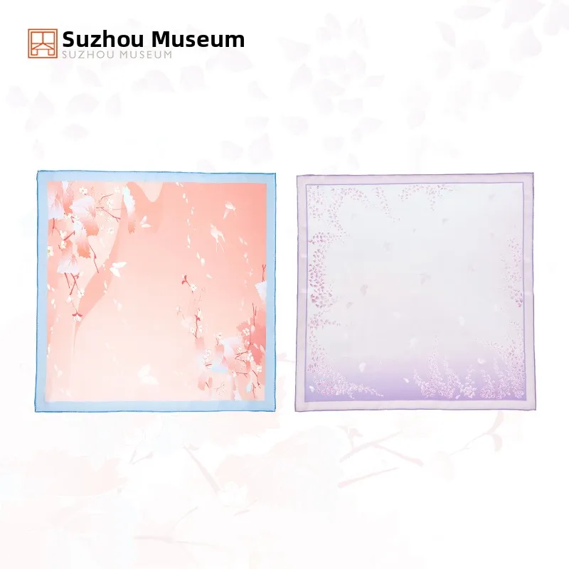 Suzhou Museum Taihu Snow Collaborative Silk Scarf Genuine Silk Printed Silk Tie Gift Box Best Friend Creative Festival Gift