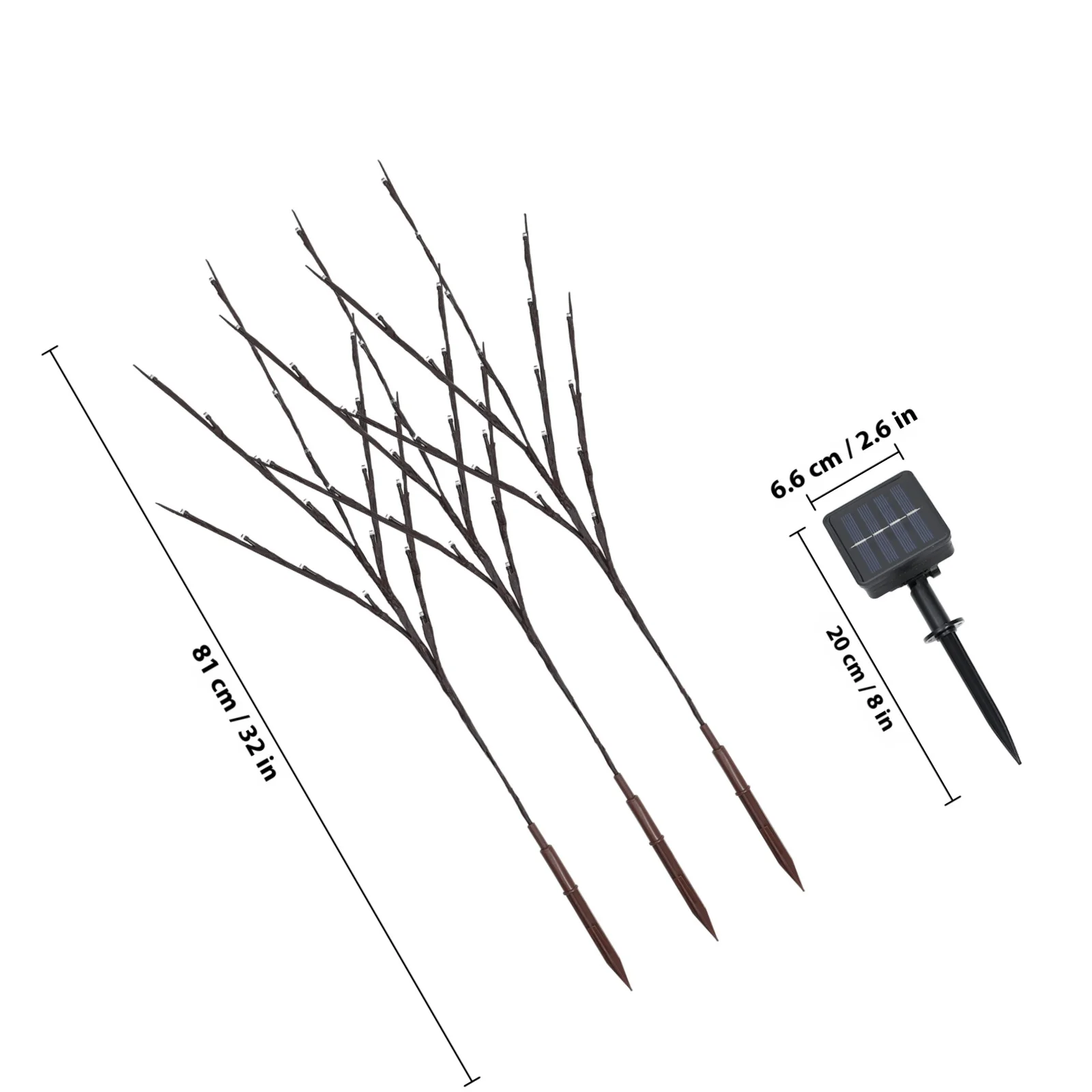 أضواء شجرة تعمل بالطاقة الشمسية بـ 60 لمبة LED، إضاءة دافئة بيضاء للمنزل وحفلات عيد الميلاد، أضواء زينة للأغصان