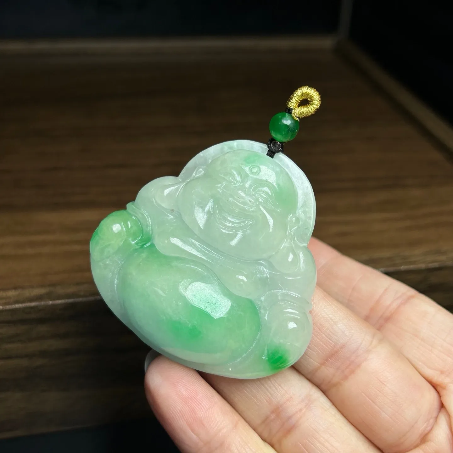 Real Natural High Ice Green Burme Jade Jadeite amulet Buddha Pendant&Necklace