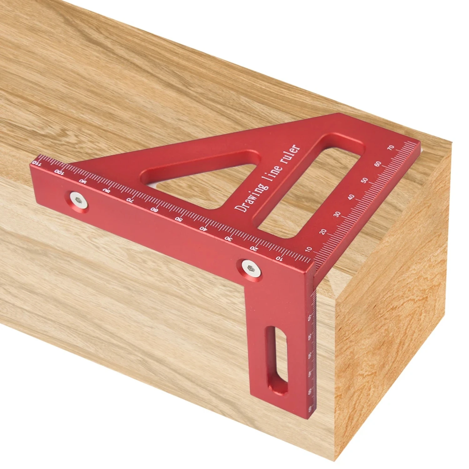 High-quality Durable Professional Red Aluminum Alloy Miter Triangle Ruler for Accurate 45°/90° Woodworking Measurements. Preci