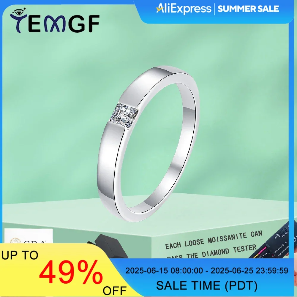 

TEMGF 0.3CT Moissanite Ring GRA Certification 100% S925 Sterling Silver for Women Men Fine Jewelry Couple Fashion Item Love Gift