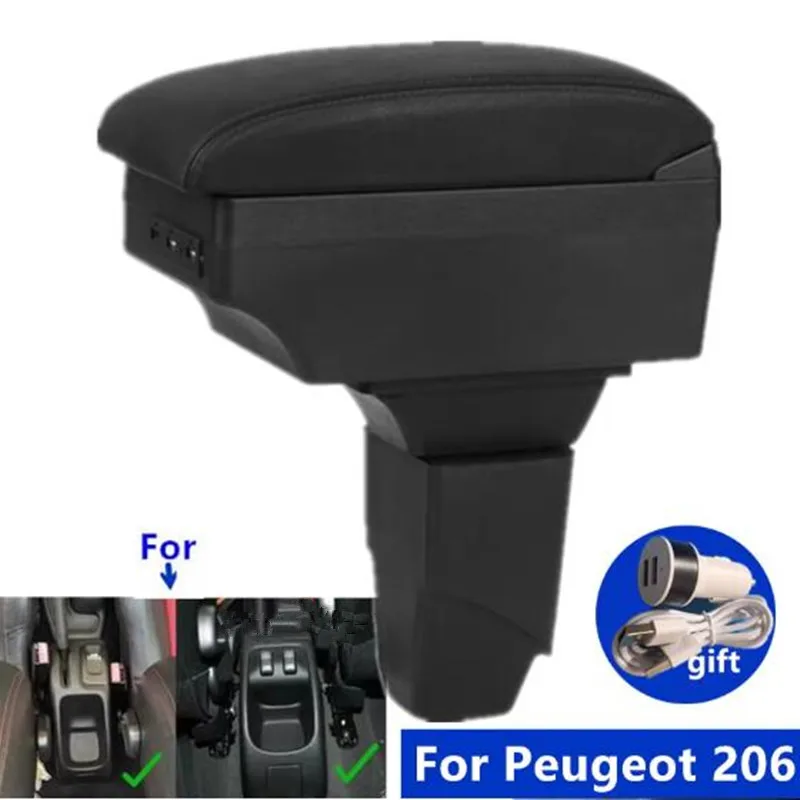 Für Peugeot 206 Armlehnenbox, für Peugeot 206 207 CC Cabrio, Auto-Armlehnen-Aufbewahrungsbox, spezielles Nachrüstzubehör für den Innenraum
