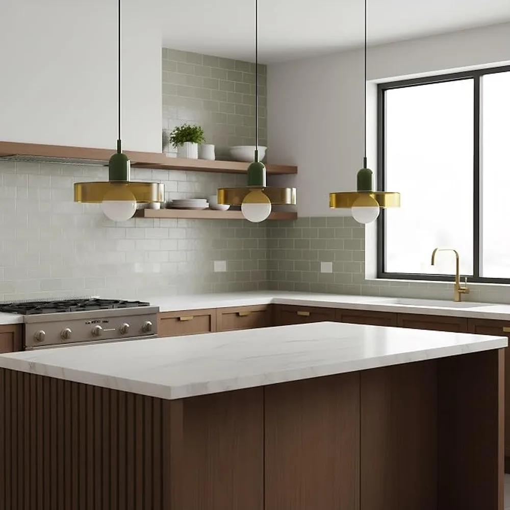 Trendy Green Pendant Light Mid Century Modern Adjustable Customized Home Lighting Or Existing Open