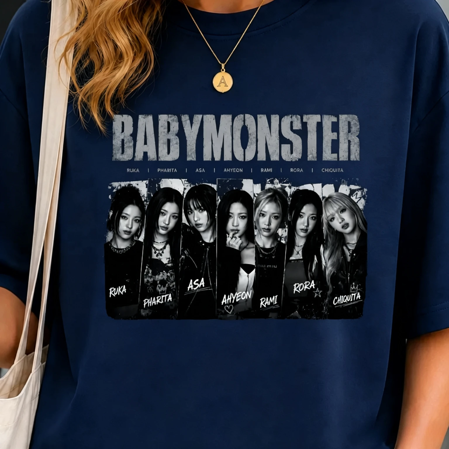 BABYMONSTER Gruppenfoto-Grafik-T-Shirt, Kpop-Fans, kurzärmeliges T-Shirt mit Aufdruck der Mitglieder, Damen-, Herren- und Kinder-T-Shirt – Detail 7