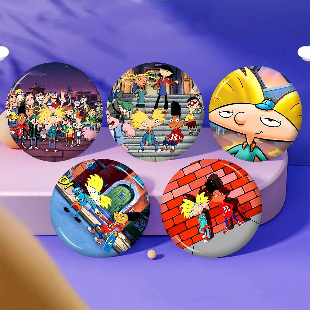 H-Hey A-Arnold 58mm Cute Series Pins Funny Badge Interesting Cartoon Animals Brooches Backpack Clothes Gift Accessory