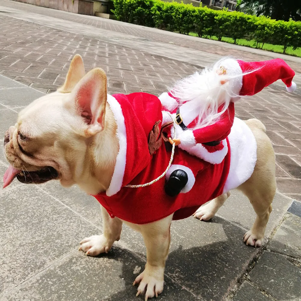 Pet Dog Christmas Clothes, Cute Dog Cosplay Clothing, Santa Claus Riding Reindeer, Pet Costume, Pet Supplies