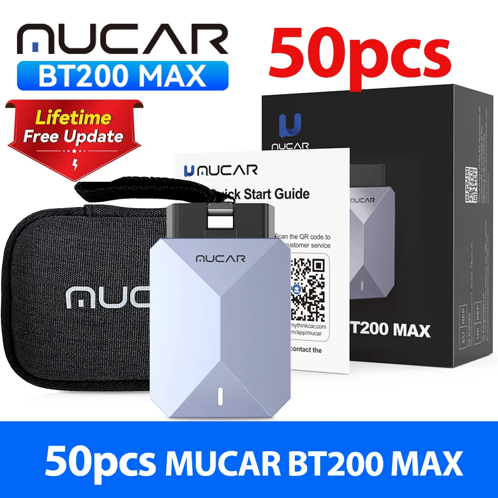 Levenslange gratis update MUCAR BT200 Max OBD2-scanner CAN FD bidirectionele bediening Alle systeemdiagnosetool 15 resetten voor alle auto's