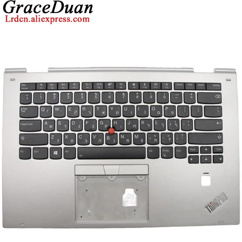 

HB Hebrew IL Israel Silver Keyboard Upper Case Palmrest Shell Cover For Lenovo Thinkpad X1 Yoga 2nd Gen2 G2 01LV015 01LV095 01LV