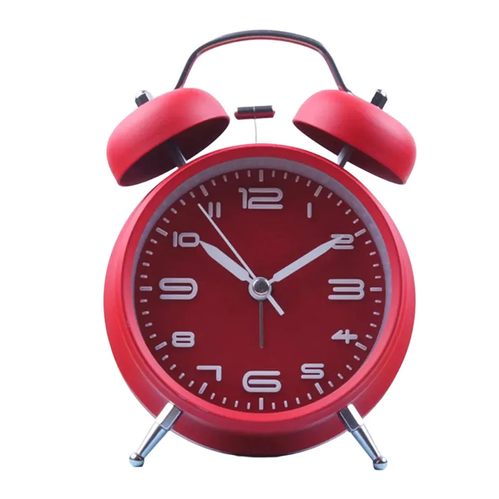 Metal Bell Alarm Clock Battery Battery Powered Clock Ink Green Twin Bell Alarm Sleek Clock Design Soft Glow Display