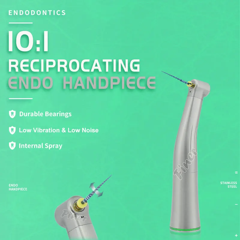 Dental 10:1 Engine Files Contra Angle Reciprocating Endo Handpiece Against Endodontic Angle for Root Canal Treatment