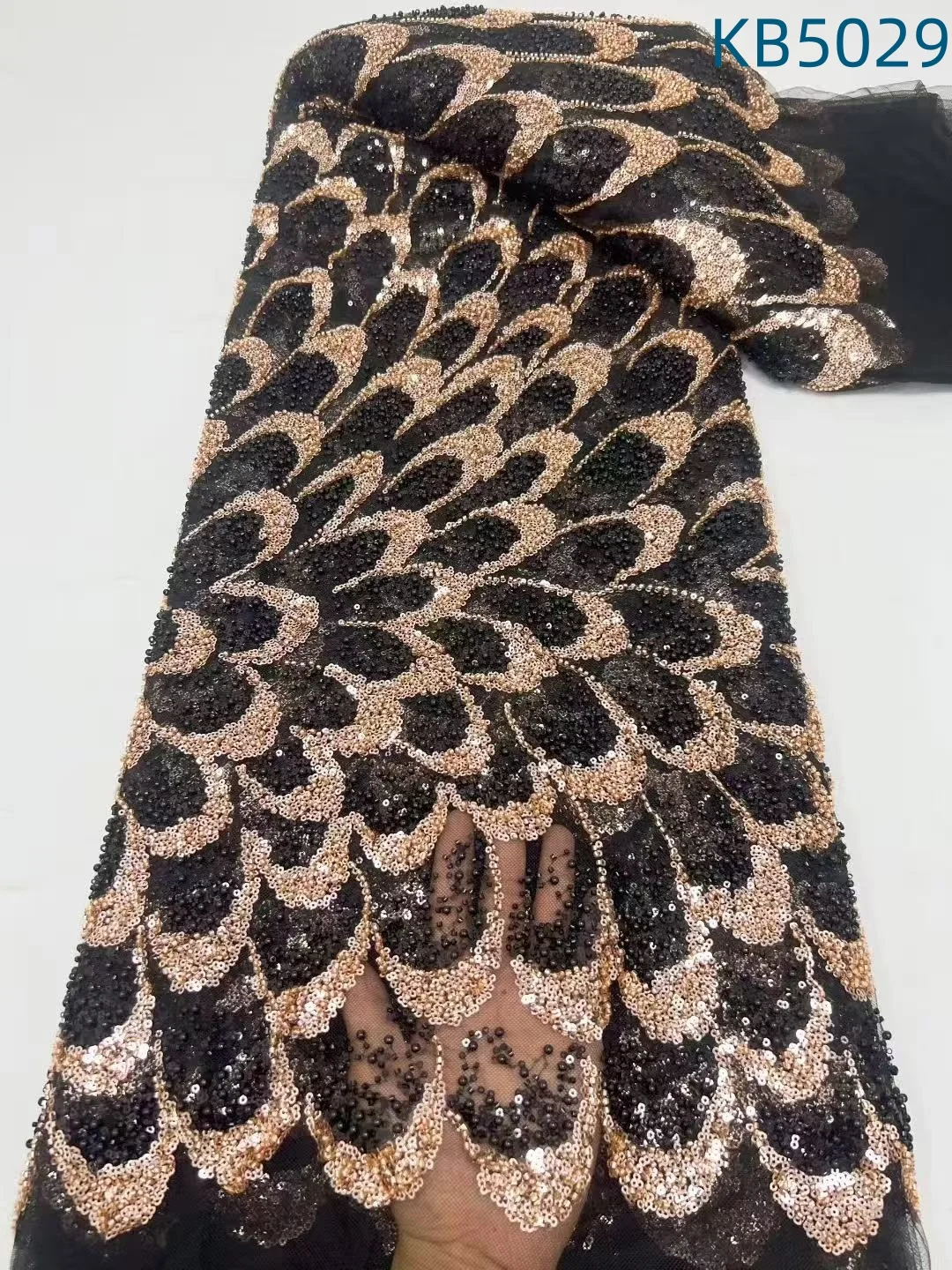 Verde frisado bordado tecidos de renda tecido renda africana 5 metros alta qualidade 2025 lantejoulas tule tecido renda para costura kb4839