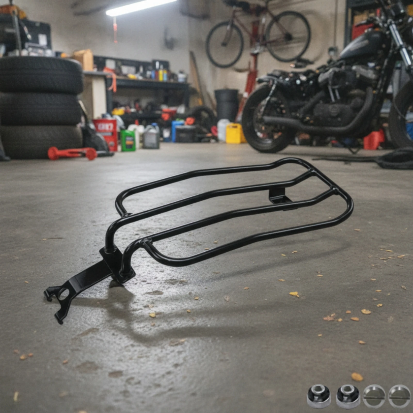 Motorcycle Rear Rack Cylindrical Rear Luggage Rack Motorcycle Cargo Carrier Sleek High-Support for Motorcyclists