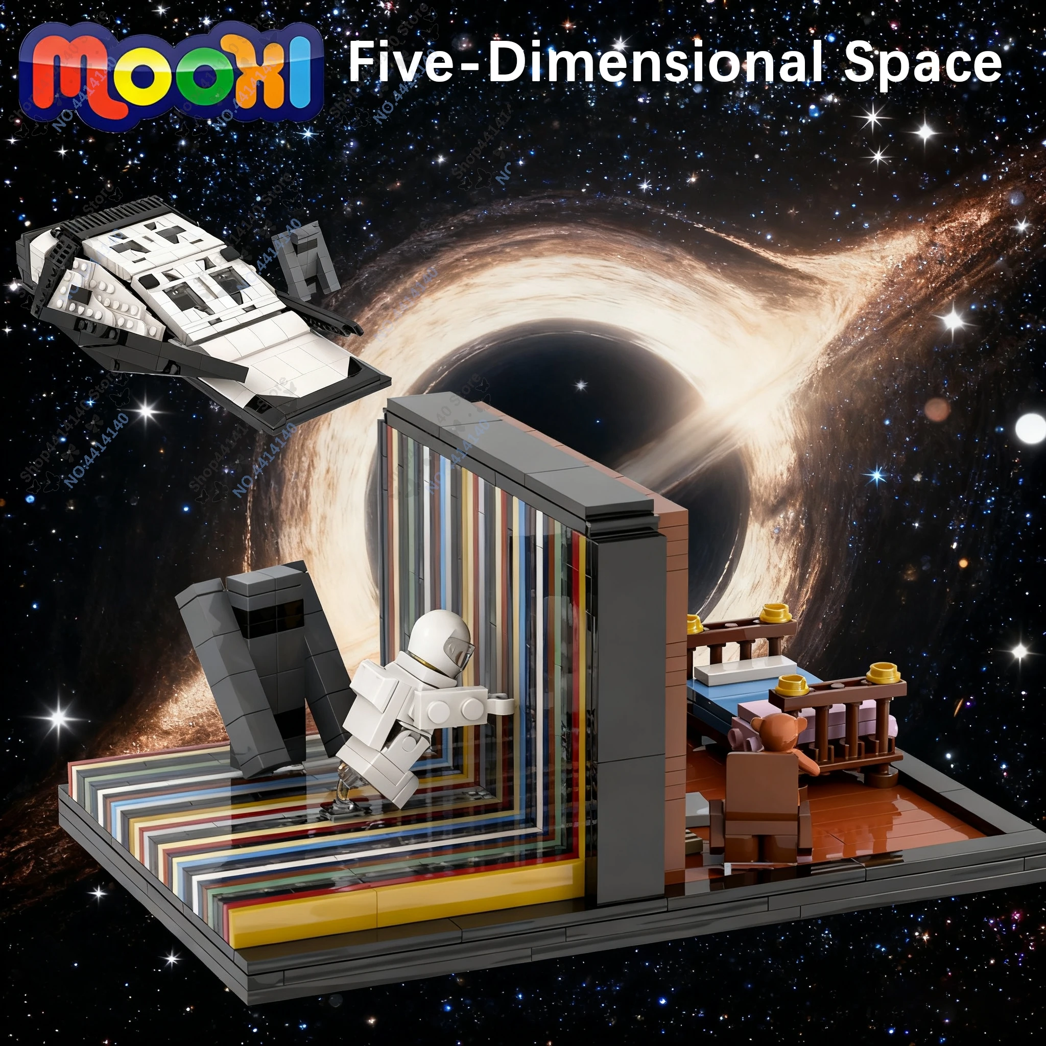 MOOXI Interstellar Scenes Black Hole Space Building Blocks Set Ranger Spacecraft DIY Bricks Adult Model Kids Toys Birthday Gifts
