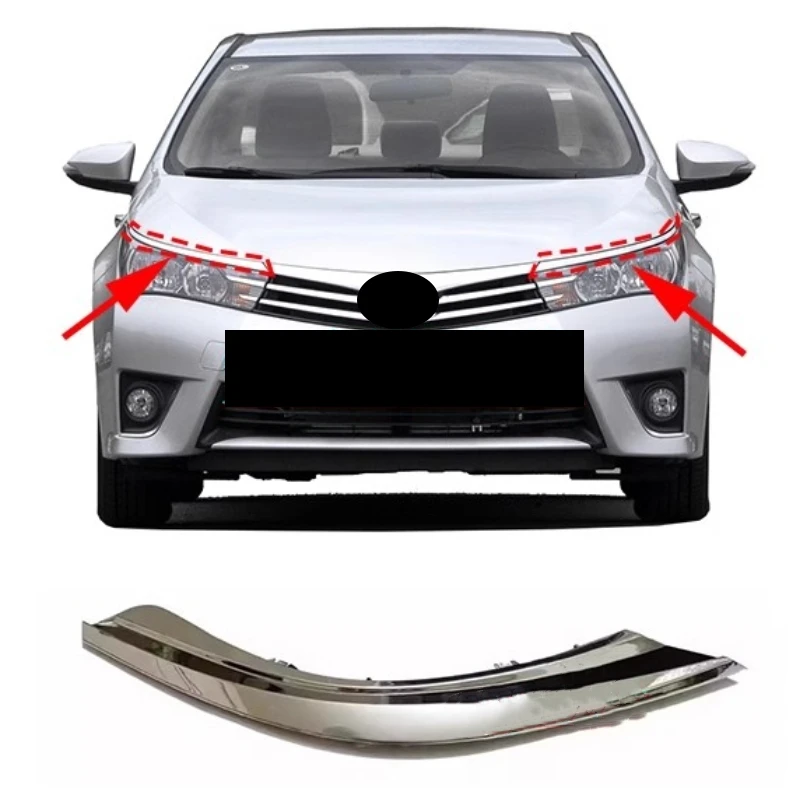 Chrome Headlight Trim for Toyota Corolla 14 15 16 17 18 Modified Headlight Eyebrow Strip Car Kit