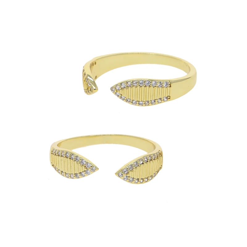 Gold Color Minimalist Open Finger Rings Micro Pave Bling Cz Bride Birthday Wedding Engagement Valentine's Day Fine Jewelry Gifts