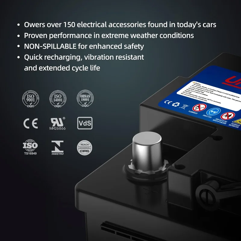 بطارية السيارة UPLUS BCI Group 140R، AGM-L50-UP صيانة مجانية 12 فولت 50 أمبير بطاريات AGM المميزة H4 LN1 بطارية السيارات