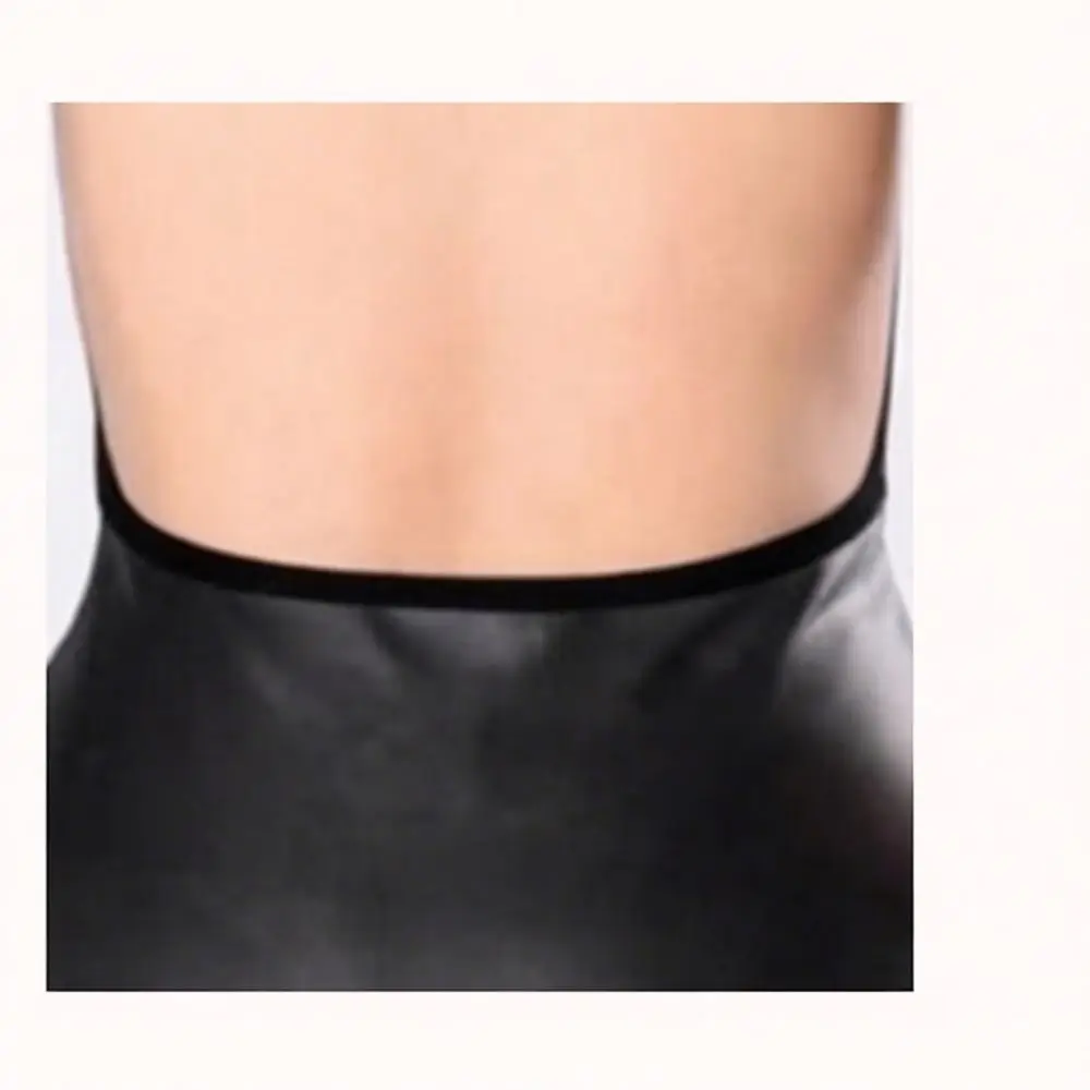 Women Patent Leather Bodycon Mini Dress Sexy Backless Sleeveless Party Clubwear Fashion Slim Fit Summer Evening Outfits