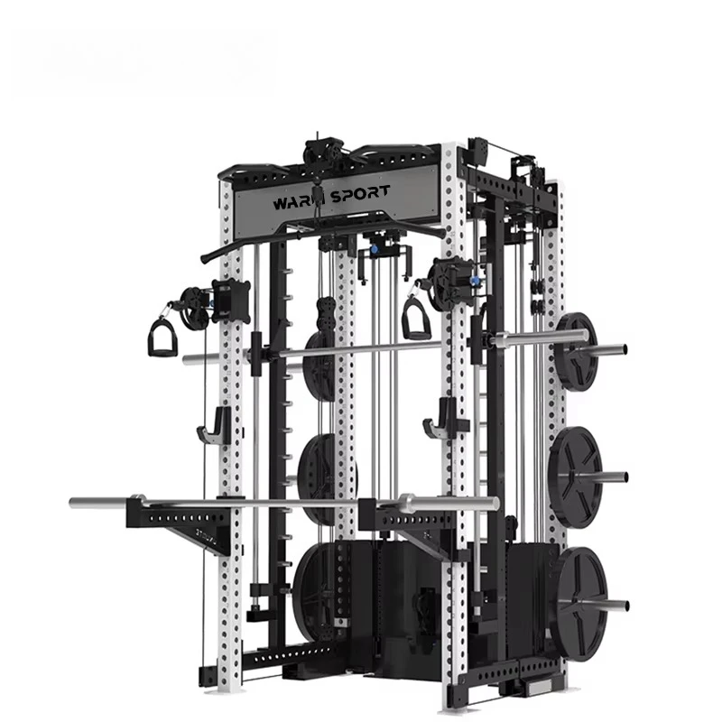 Gym Equipment Squat Rack Multi Function Station Cable Crossover Smith Machine with Chest Back Arms Workout Strength Training
