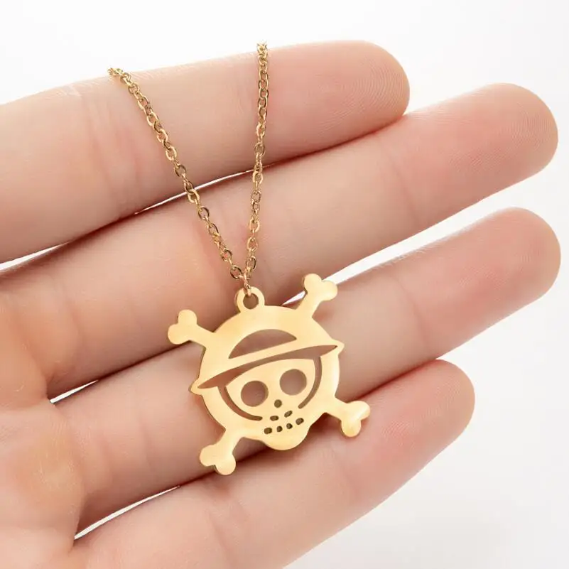 One Piece Stainless Steel Necklaces Skeleton Pirate Pendants Chain Choker Necklace All-match Jewelry Decor Charm Birthday Gifts