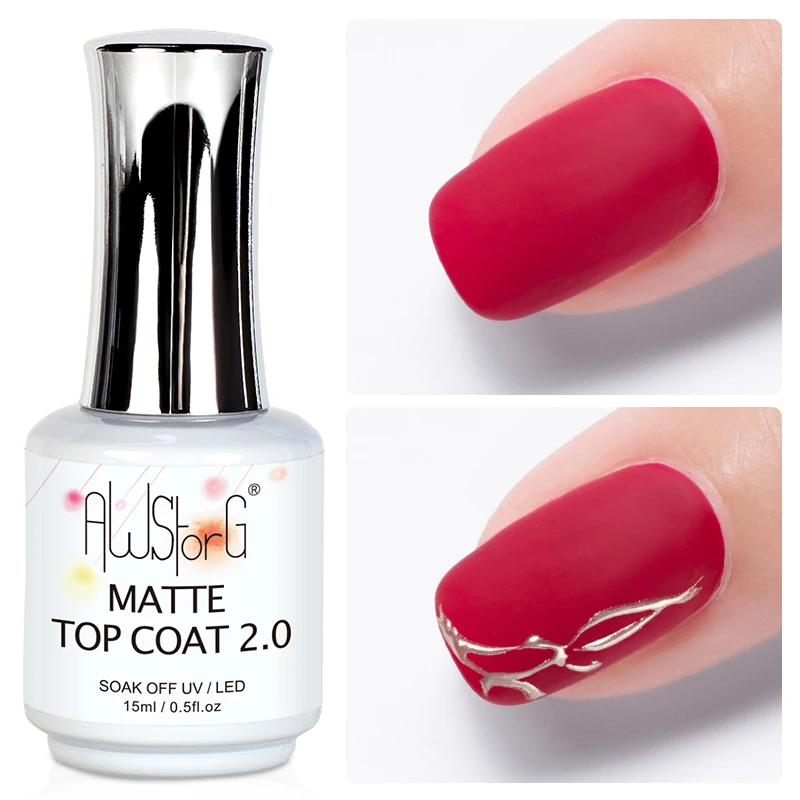 AWStorG 15ml Matt Top Coat 2.0 Polvere antiaderente Smalto per unghie Smalto semipermanente Soak Off Gel Smalto per unghie Manicure Art