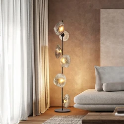Modern Glass Floor Lamp Minimalist LED Corner Floor Lamp For Living Room Hotel Home Decor Nordic Bedroom Bedside Standing Lamp