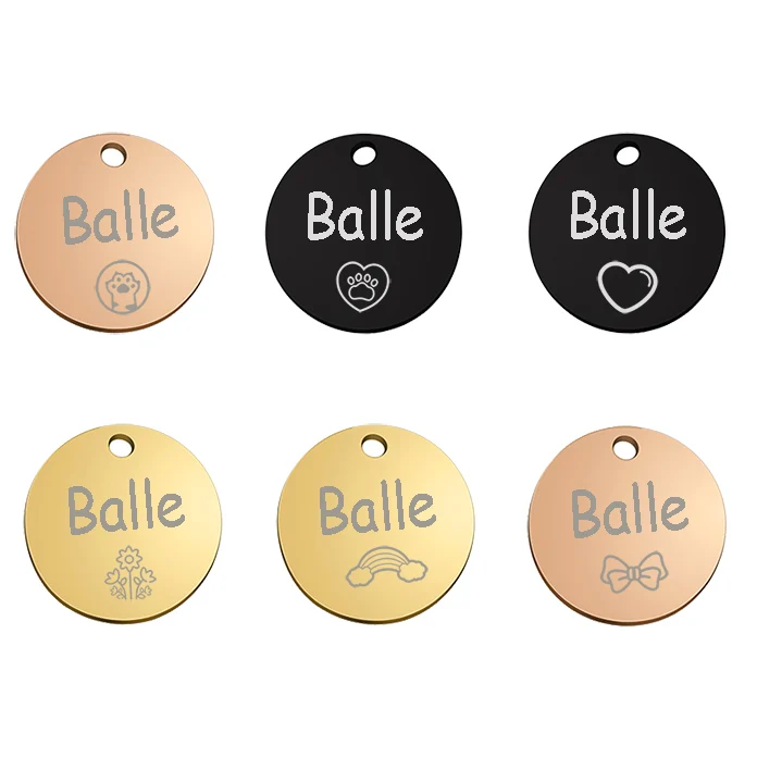 Custom Dog Cat ID Tag Pet Name Collar Accessories Round Personalized Engraved Necklace Chain Charm Supplies For Dog Tag Product