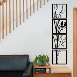 4PC Metal Tree & Birds Wall Art Set – Elegant Decor for Living Room, Stylish Home Decoration, Beautiful Metal Wall Accents