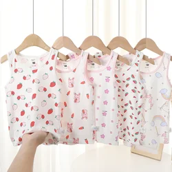 Girls Sleeveless Vest Kids Cartoon Printed Tank Top Baby Cotton Tops Clothing 2024 Summer Children's Casual Undershirt