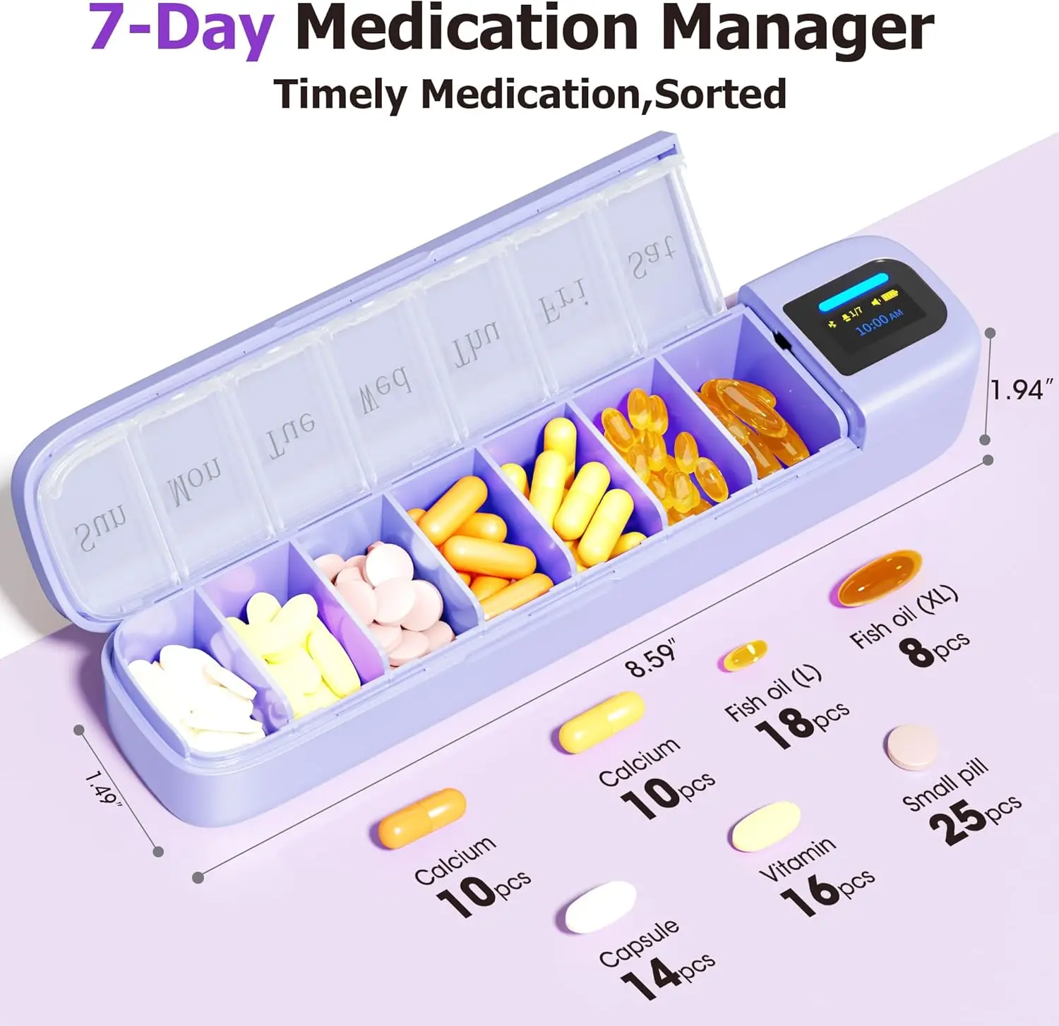Smart Pill Organizer with Alarm, Bluetooth Daily Once a Day Pill Box 7 Day with APP, Weekly Travel Pill Case