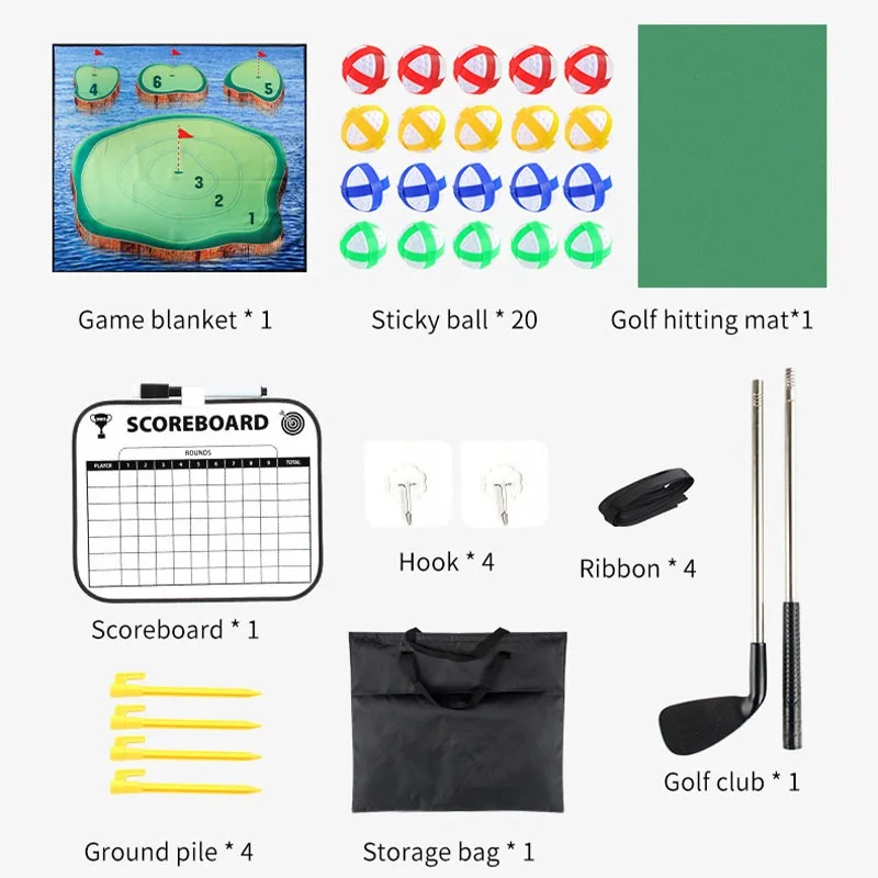 Golf Game Mat Indoor Outdoor Games for Adults Kids Outdoor Play Equipment Stick Chip Game Golf Set Backyard Games sports