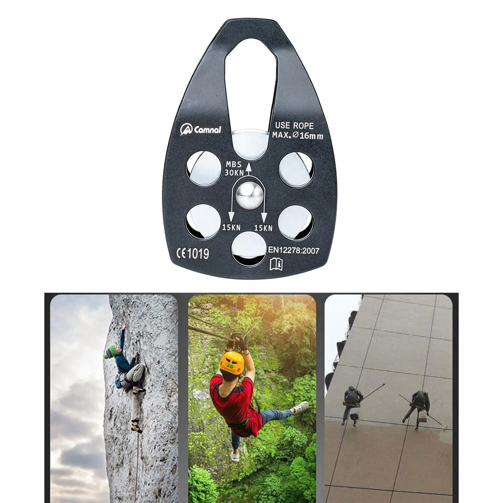 Rescue Rope Pulley Large Sheave Durable Climbing Equipment for Ski Patrol Hauling or Block and Tackle System